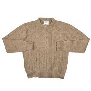 Repage Mens Vintage 100% Shetland Wool Cable Knit Sweater Large Eclectic Retro